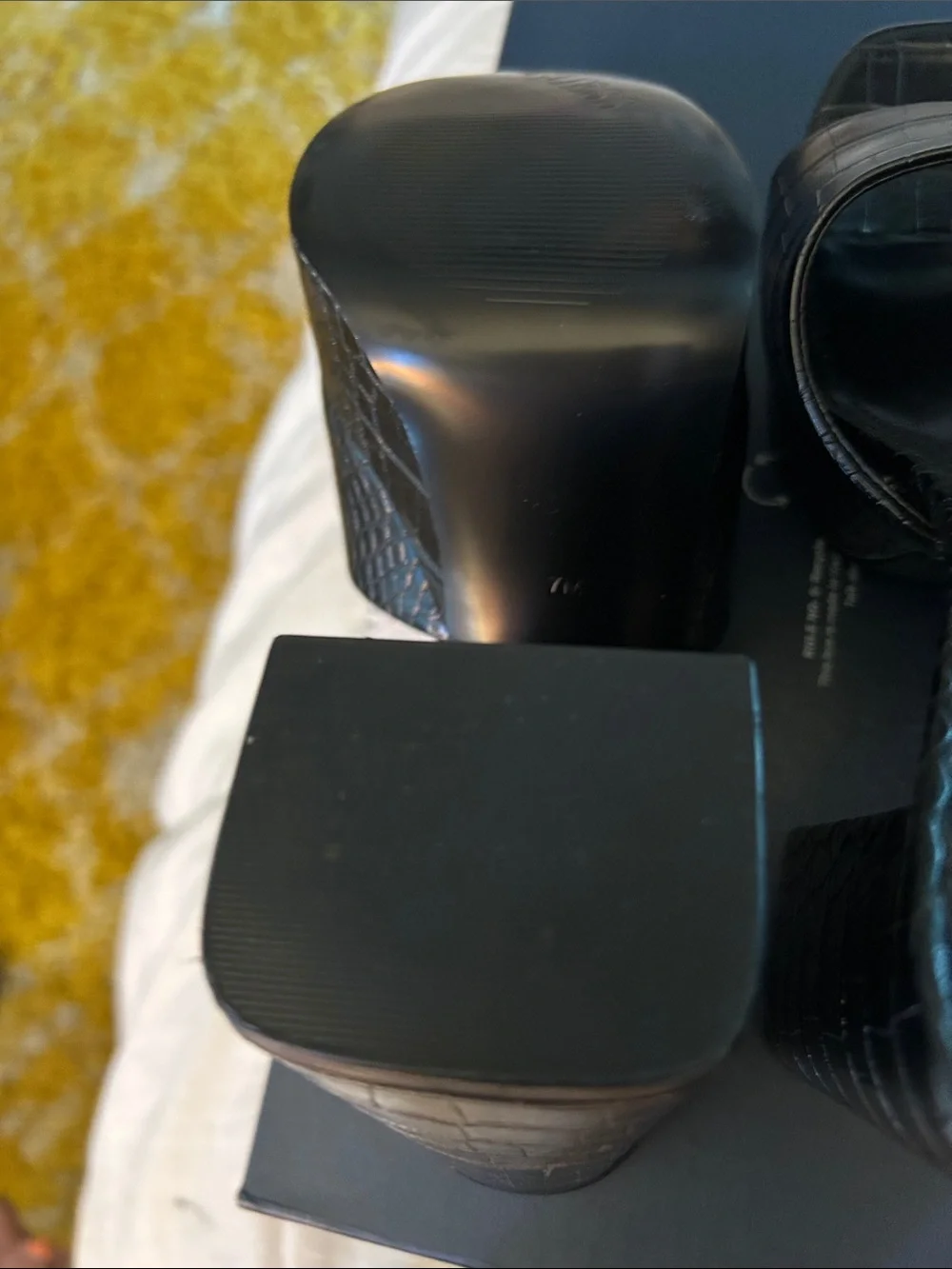 GUESS Black Croc-Embossed Platform Slide Heels NWOB